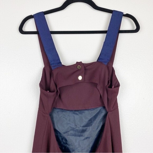 Topshop Cutout Back Sleeveless Square Neck Jumpsuit Maroon Burgundy Size 8 - Picture 6 of 10
